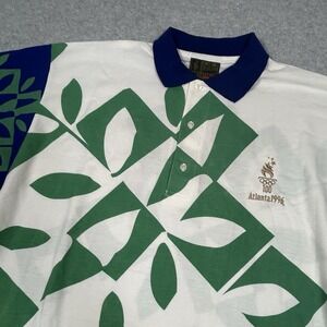 Atlanta 1996 Olympics Polo Shirt Size X-Large Hanes All Over Print Vintage USA